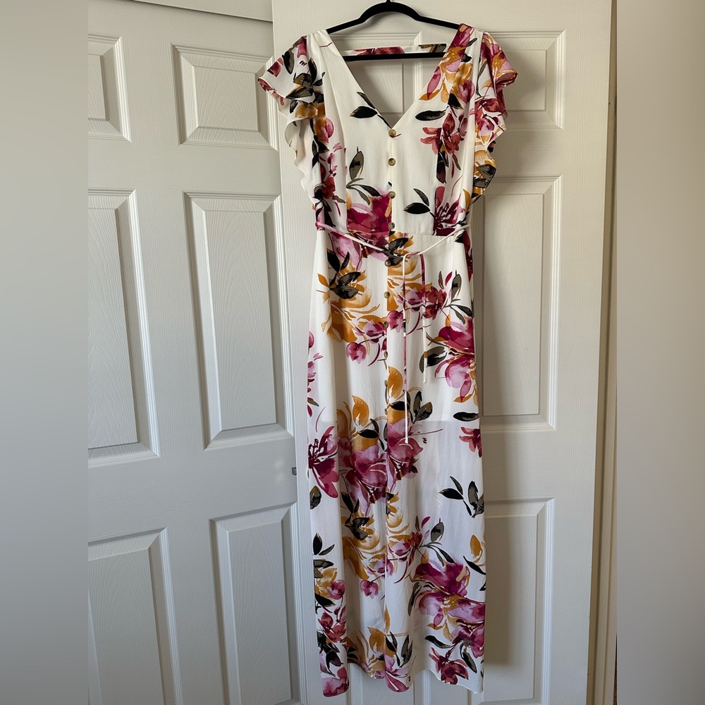 Floral Ruffle Sleeve Dress